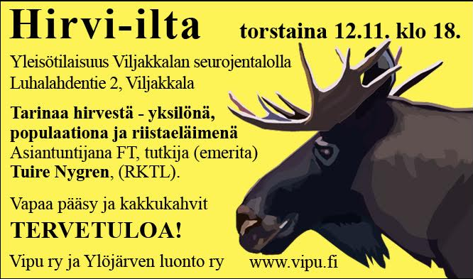 Hirvi-ilta Viljakkalassa to 12.11. klo 18